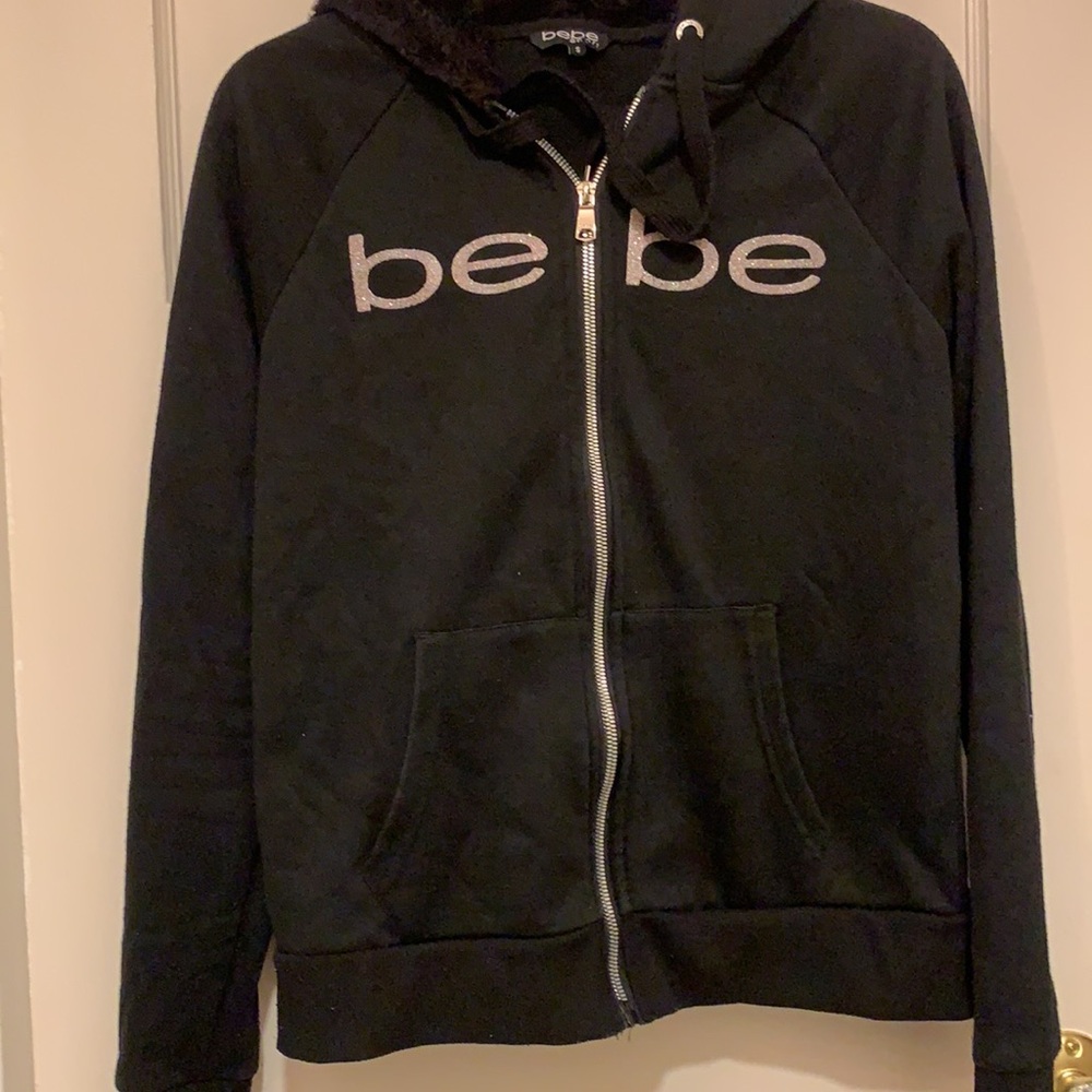 BEBE SPORT, SZ SMALL BLACK HOODIE JACKET. Preowned